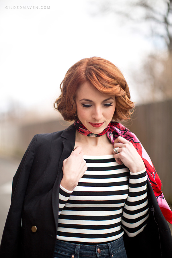 Stripes and Red accents! The perfect date-night outfit! SHOP the the look on gildedmaven.com!