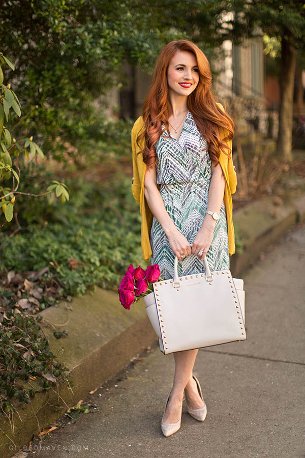 Gorgeous green print wrap dress for only $17.99! Love these spring fashions on GildedMaven.com