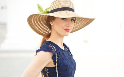 OFF TO THE RACES IN NAVY LACE